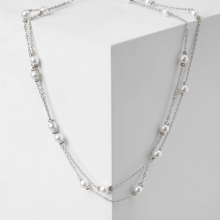 The beads "Pearl of the world" are thin threads, white color in silver, length 54cm-2