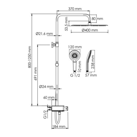 The shower system wasserkraft a113.117.101.ch Thermo, tropical shower, thermostat, chrome-2