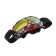 Glass-mask for motorcycle driving, golden chrome glass, white-red-black, OM-10