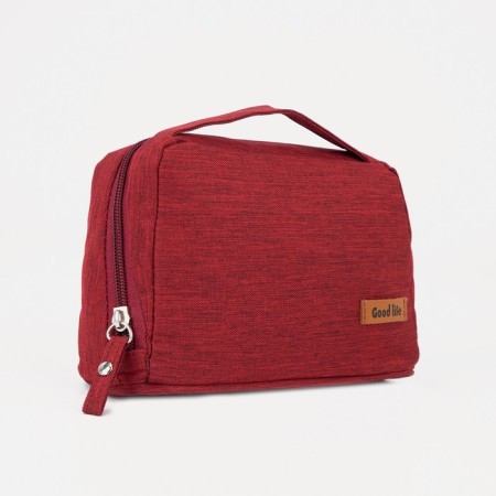 Cosmetic bag with lightning, burgundy color