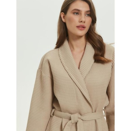 Unisex bathrobe Pamira, size m, beige color-16