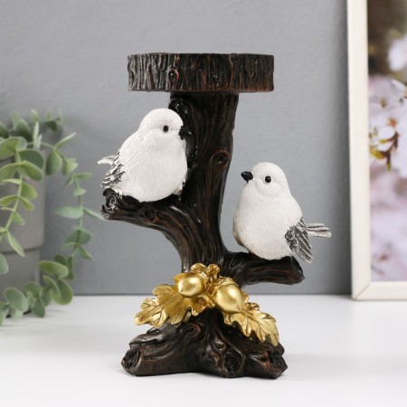 Souvenir Polystone SPRISE "Two White Birds with a stand" D = 7.5 cm 15x11.5x19.5 cm