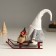 Interior light doll "Dwarf in a shiny cap with a bag of gifts on sleds" 10x26x41 cm