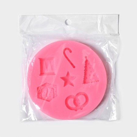 Mold "New Year's Attributes", silicone, 10 × 10 × 1 cm, color mix-3