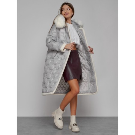 Coat insulated winter female, size 54, color light gray-10