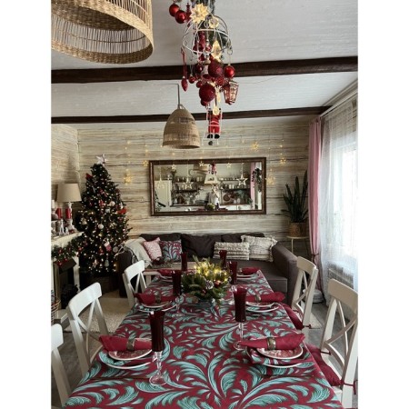 FIR tablecloth, patterns, size 140x150 cm, red-6