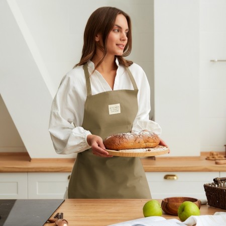 Apron Ethel Kitchen 60x70 cm, green color, 100% cotton, sarzha 220 g/m2