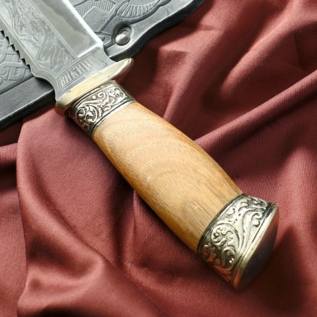 Caucasian knife, tourist "Viking" with scabbard, guard, steel - 40x13, 14.5 cm-3