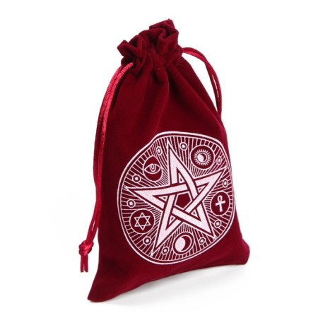 Bag for the Tarot, “Pentagram”, velvet, burgundy, 12x18 cm-1