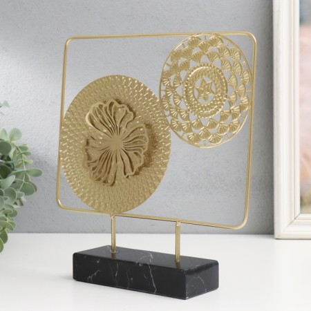 Souvenir metal, marble "Circles with patterns in the frame" gold, black 25x6x27 cm-2