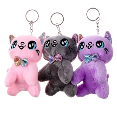 Soft toy "Cat with a butterfly", on a key fob, 10 cm, Mix color-2