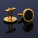 Cufflink "Circle" line, black color in gold