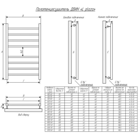 Water heated towel rail "Dvin" L Plaza K3, 800x500 mm, square, black-1