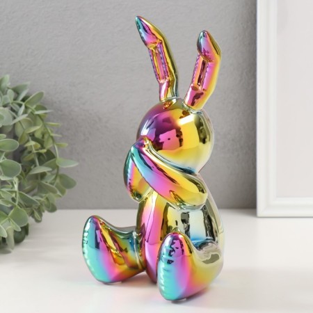 Souvenir Ceramics "Bunny hid the nose" Green chameleon 11x12x22 cm-3