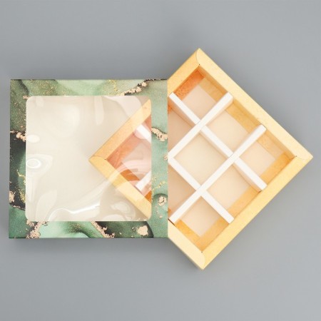 Box for sweets, confectionery packaging, 9 cells, “beloved teacher” 14.5 x 14.5 x 3.5 cm-4