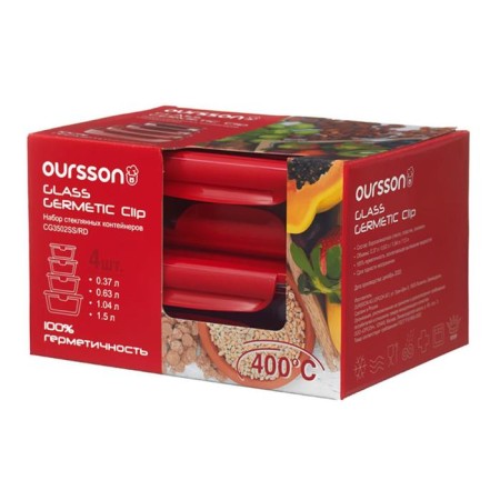 A set of glass containers Oursson 0.37/ 0.63/ 1/ 1.5 l, 4 pcs-1