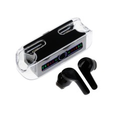 Wireless headphones KM12, TWS, inserts, BT 5.0, 30/200 mAh, transparent, black