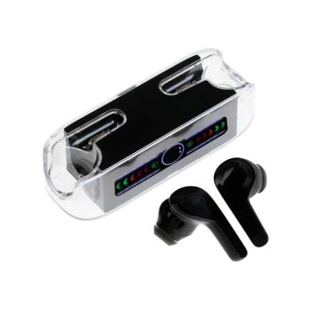 Wireless headphones KM12, TWS, inserts, BT 5.0, 30/200 mAh, transparent, black