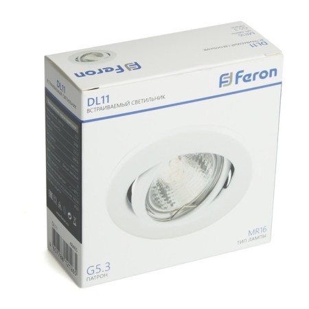 Introductive Lamp Feron DL11, IP20, G5.3, 50 W, 90x90x27 mm, white matte color-2