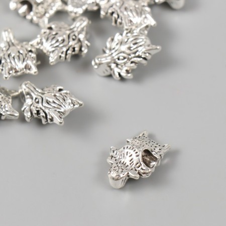 Bead for creativity Metal "Wolf" silver 1.3x1.8 cm-1