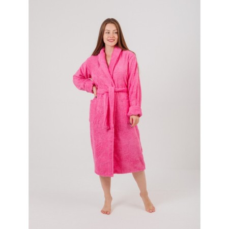 Women's bathrobe, with a shack, size 44-46, pink color-1