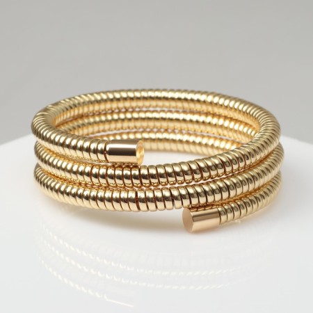 Bracelet-spring "relief" 3 rows, color gold, d = 6.5 cm-2