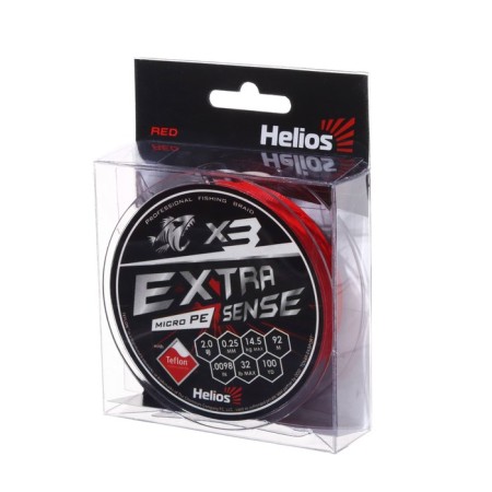 Helios Extrasense X3 PE, diameter 0.25 mm, test 14.5 kg, 92 m, red-1