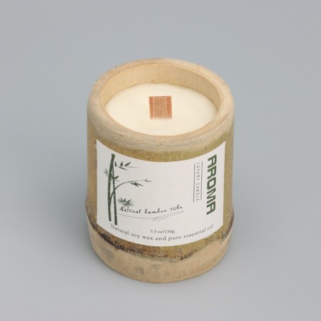 Aromatic candle in the bamboo "Fragrant Groji", soy wax, 25 hours, 150 g, 8.5x8 cm-2