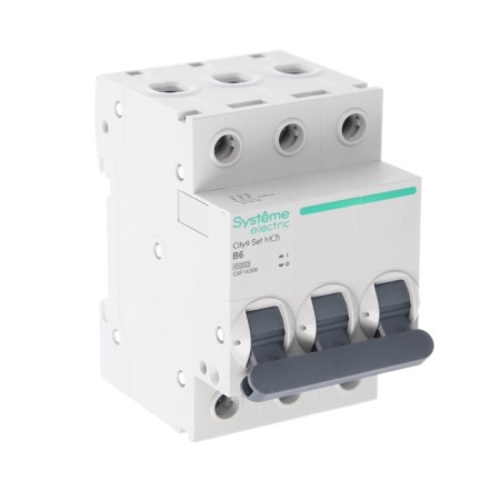 The circuit breaker SE CITY9 SET, B, 6A, 3P, 4.5 KA, 400 V