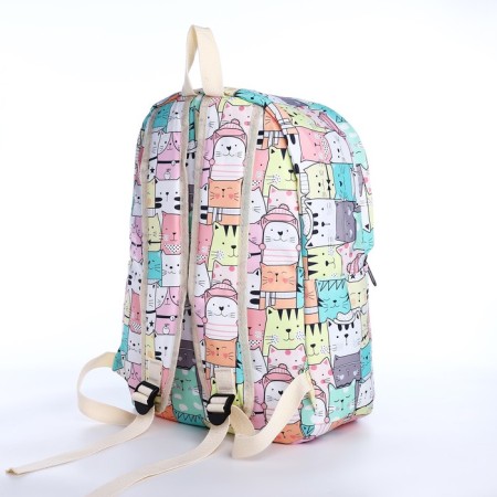 School backpack from textiles on a zipper, 3 pockets, pencil case, color colorful color-5