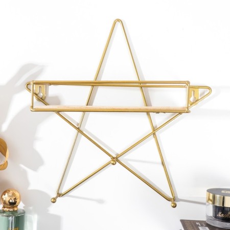 Hooks decorative metal with a shelf "Golden Star" 28x9x28 cm-2