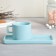 Tea couple ceramic Love Blue, mug 150 ml, saucer 17.5x8 cm, blue color