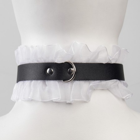 Erotic bdsm set of oka-hpki, with white lace, black, eco-leather, 9 items-10