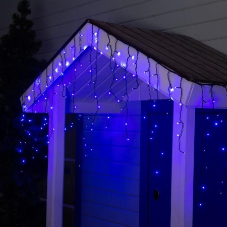 Garland "fringe" 3 × 0.6 m, IP44, UMS, dark thread, 160 LED, blue glow, 220 V