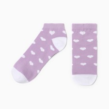 Women's heart socks, lilac/white color, rr 23