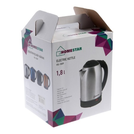 Electric kettle Homestar HS-1009, metal, 1.8 l, 1500 watts, silver-black-8
