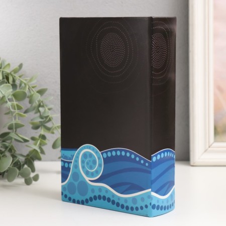 Safe-book wood to the leatherette "abstraction. Sea" 21x13x5 cm-5