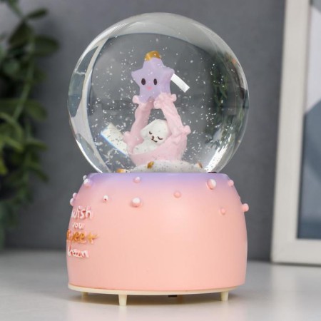 Souvenir polystone water ball light, music "Sleeping bunny" d = 8 cm mix 12.5x8x8 cm-5