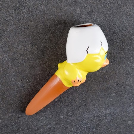 Waster "Chicken" for home plants and garden, yellow, Kungur ceramics, 50ml, 6.5cm-4