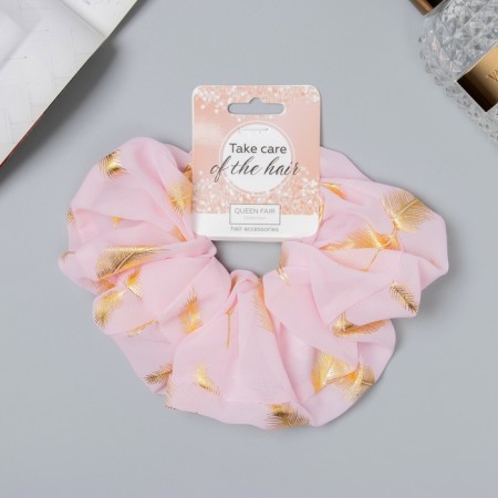 Hair gum "Orbit" style leaves, 14 cm, pink