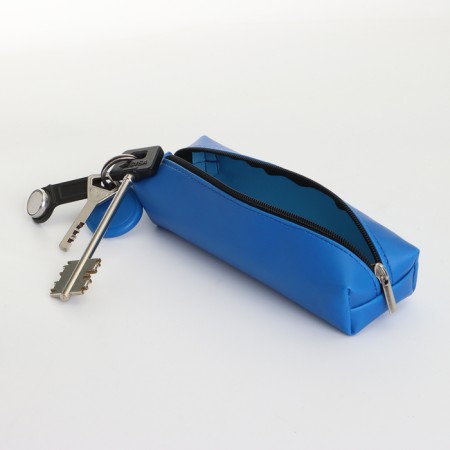 Key of zipper, length 16 cm, ring, carbine, blue color-3