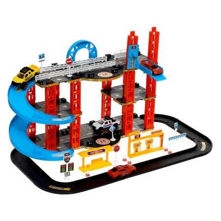 Parking Racing, with an elevator, 4 cars, 3 levels-1