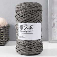 Knitting cord 100% polyester, width 5 mm 100m (gray)