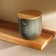 SL Home tea can, 9.5 × 14 cm, gray color, with a bamboo lid