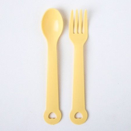 A set of children's dishes, 4 items: bowl, spoon, fork, chip with solid nose 200 ml, MIX color-7