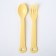 A set of children's dishes, 4 items: bowl, spoon, fork, chip with solid nose 200 ml, MIX color