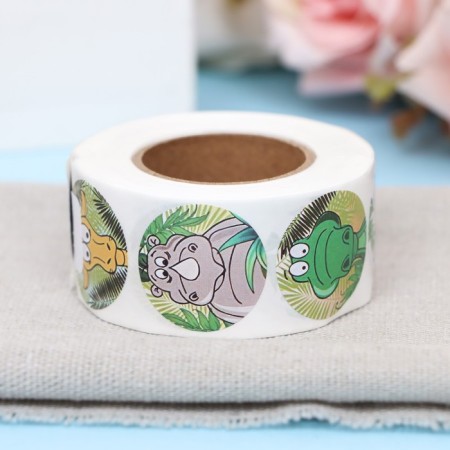 Stickers in the roll "Animals", 500 pcs, 2.5 x 2.5 cm-2