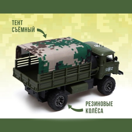 Radio -controlled "military" truck, works on the battery, the color is green-2
