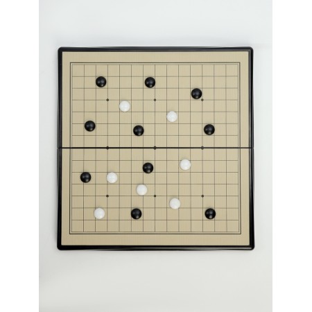 The board game is magnetic, board 22 x 21.3 x 1.2 cm, 120 stones 1.2 x 0.5 cm-1