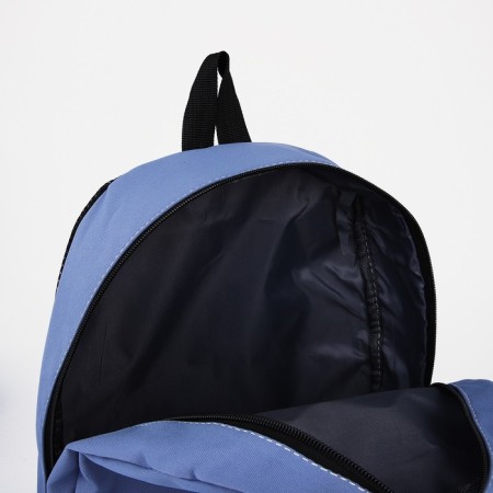 A backpack with a zipper, 3 outer pockets, blue color-6